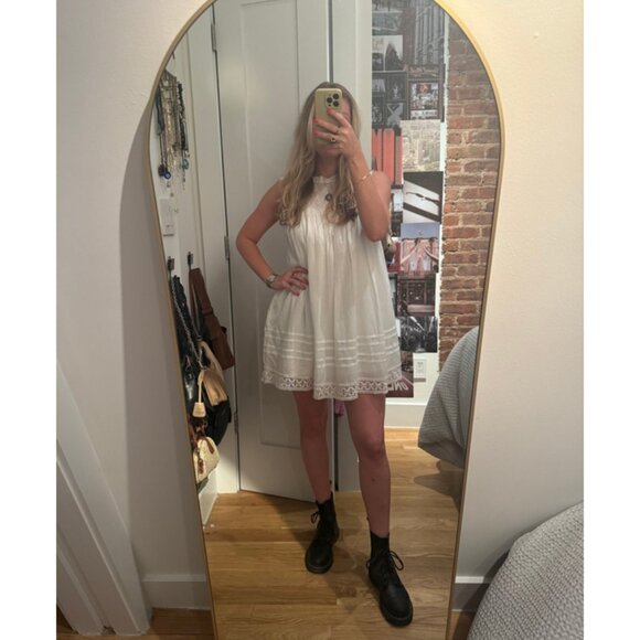 FREE PEOPLE Shea Smocked Yoke Shift Minidress in Ivory Size X-Small - Picture 3 of 12